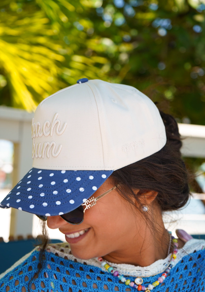 Beach Bum - Navy Polka Dot Hat