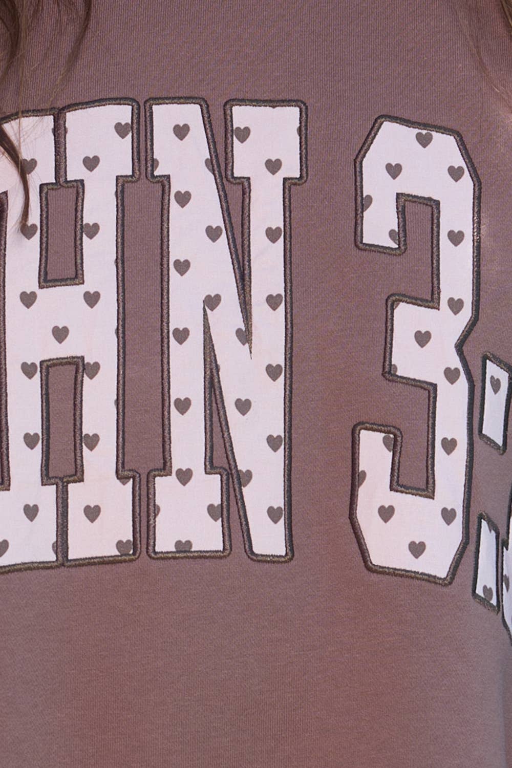 IT3080-JOHN316 | 'JOHN 3:16' Heart Applique Sweatshirt: Brown