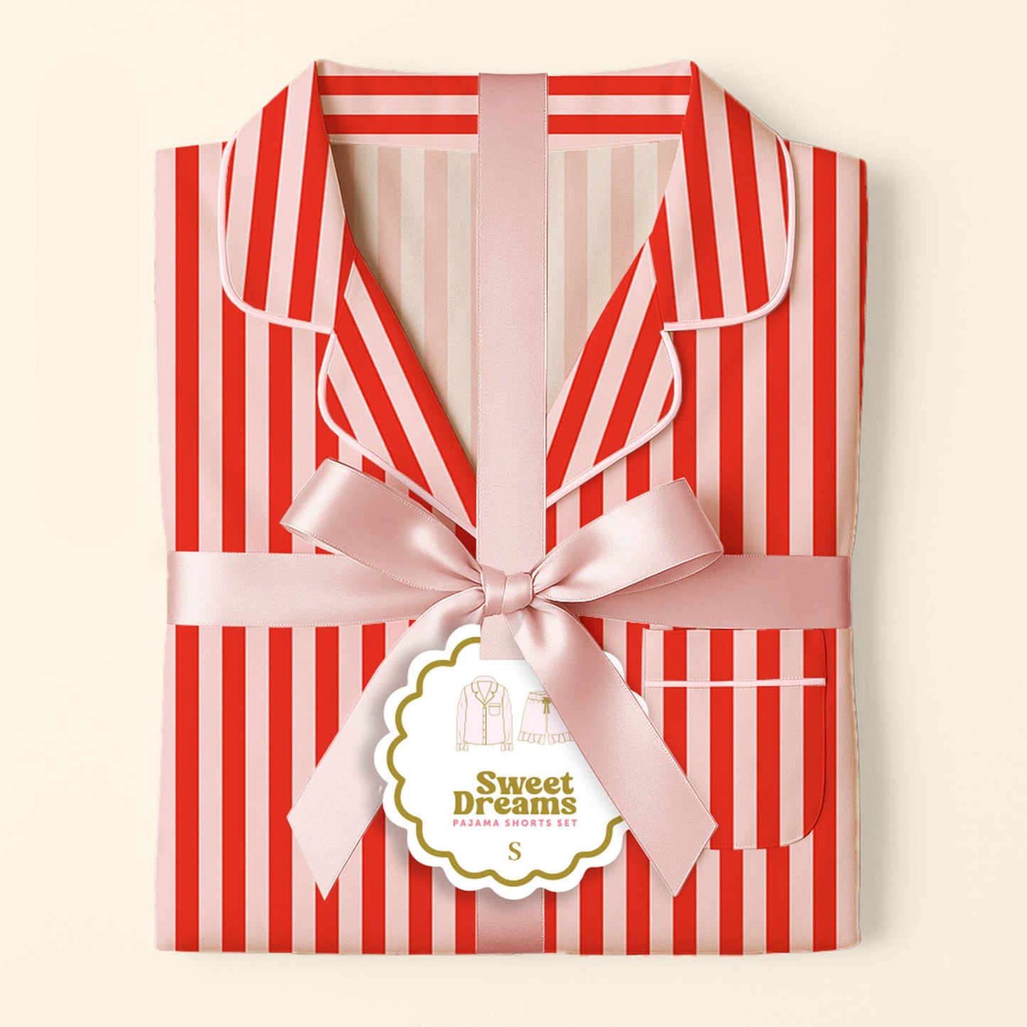 Sweet Dreams Pajama Shorts Set-Peppermint Stripes
