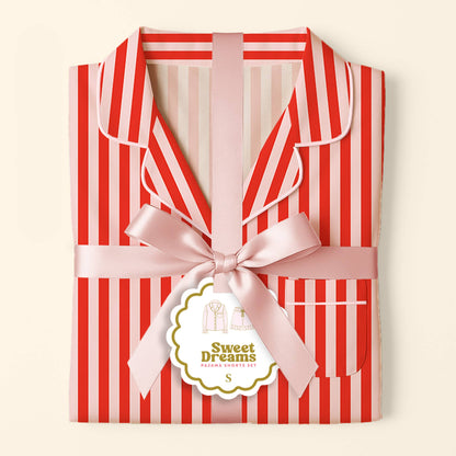 Sweet Dreams Pajama Shorts Set-Peppermint Stripes