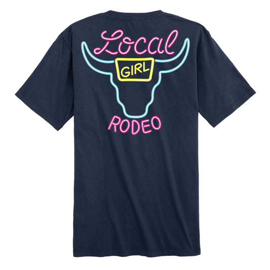 Local girl Neon Banquet SS Tee- navy blue