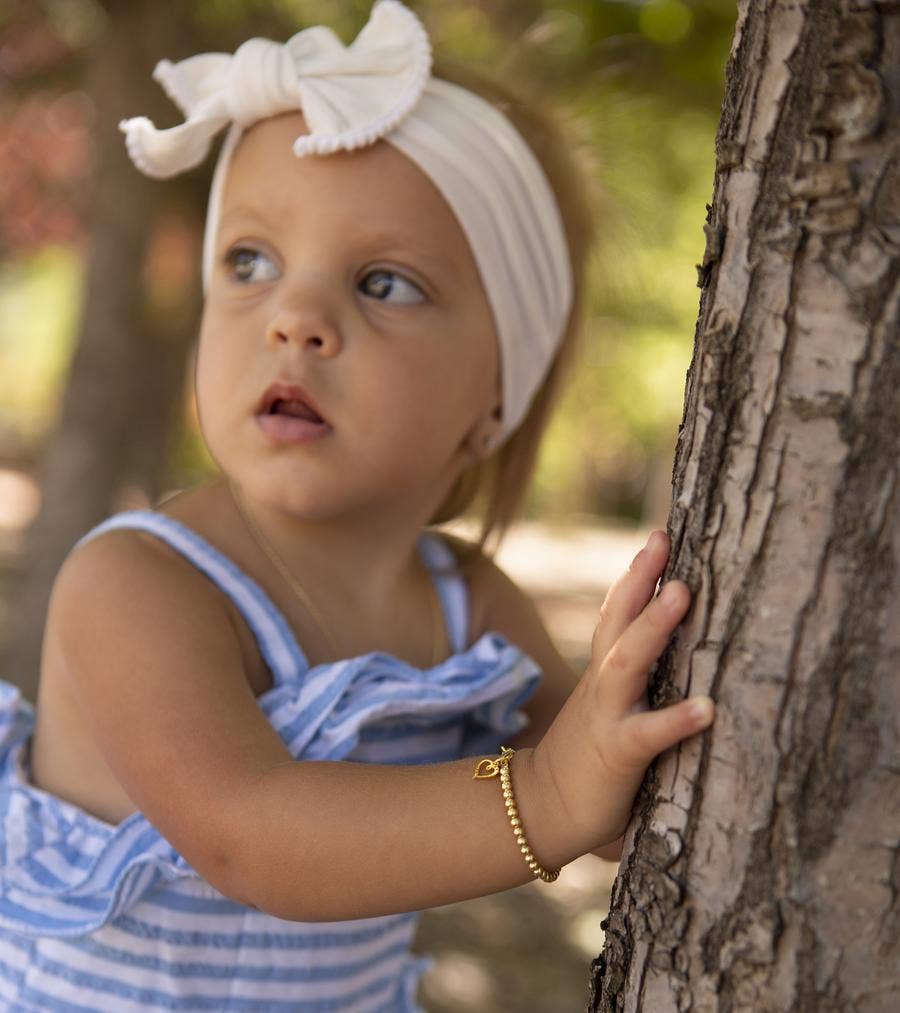 Girls 14K Gold-Plated Baby Bracelet w/Heart Kids Jewelry: Small 0-12m