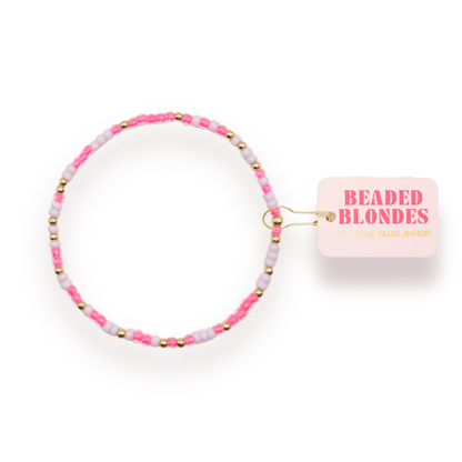Hot Pink & Lilac Sprinkle Bracelet: Standard 6.75 inch
