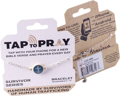 Tap To Pray® Survivor Series Chain Bracelet: 14K Gold-Plated + Vanilla Cross