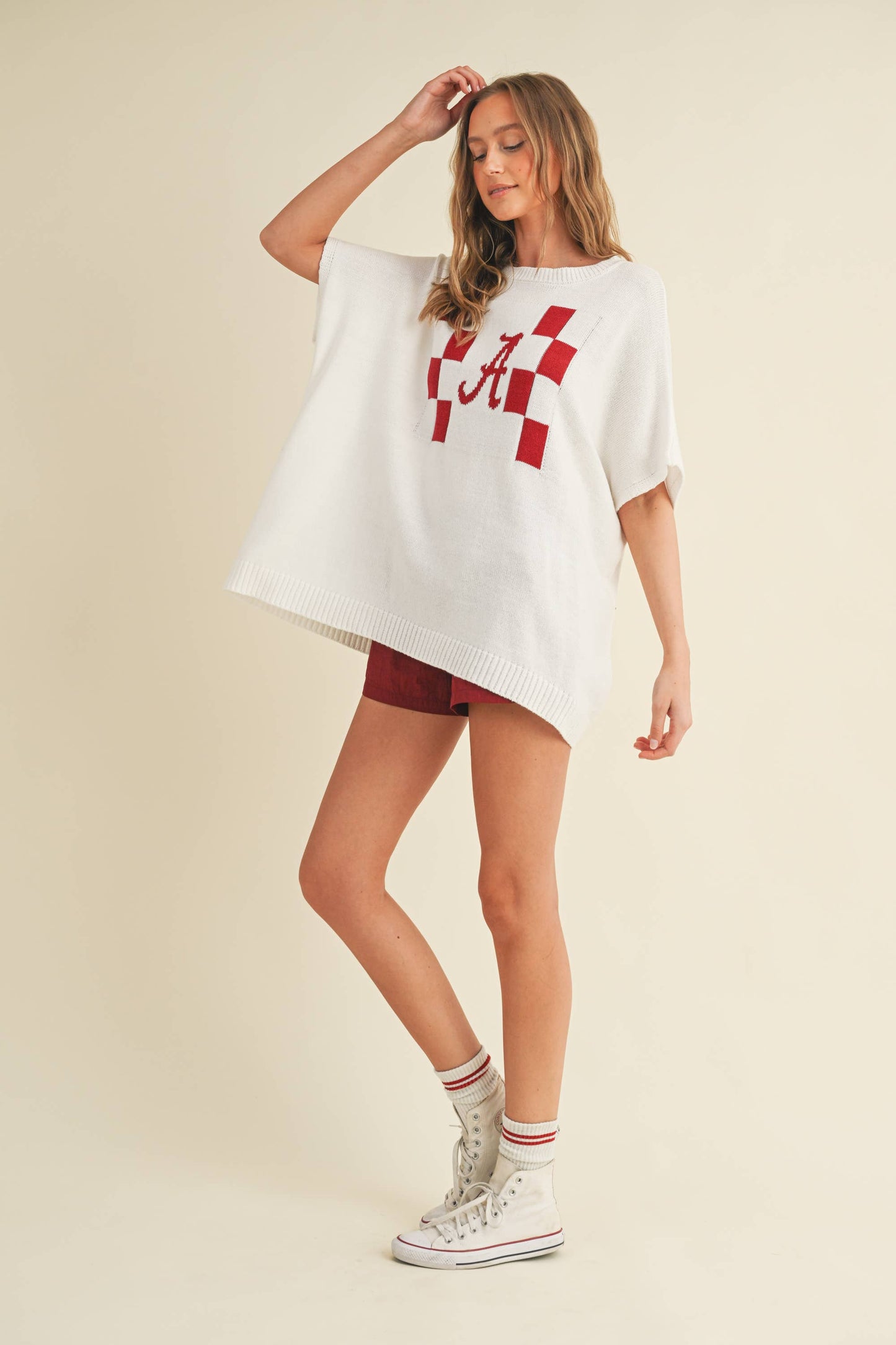"A" SWEATER TOP: Maroon