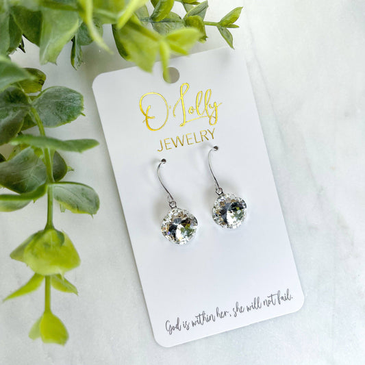 O'Lolly "Remi" Earrings - Silver Clear Stone Dangle: Silver