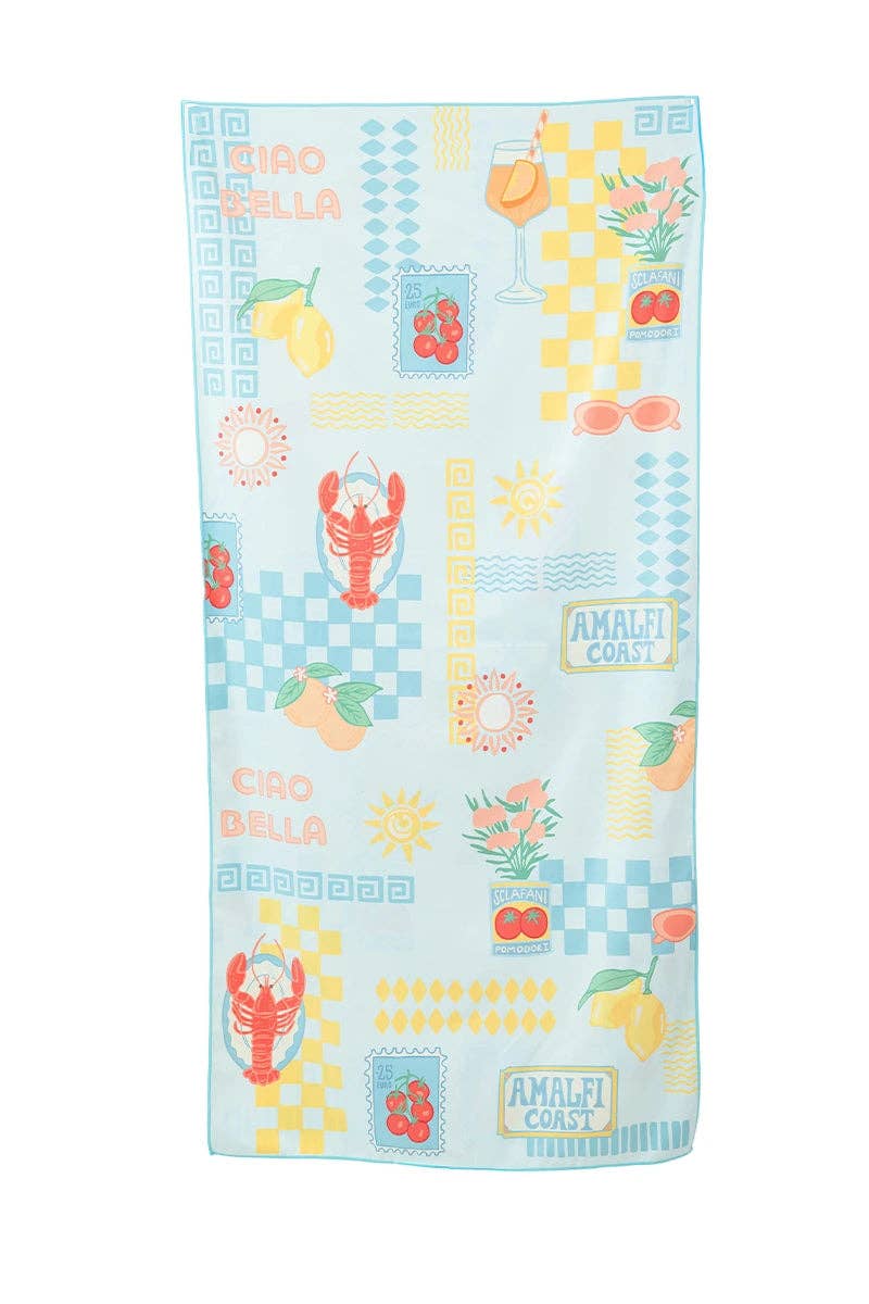 Italian Summer Wholesale Reversible Microfiber Towel: Light Blue