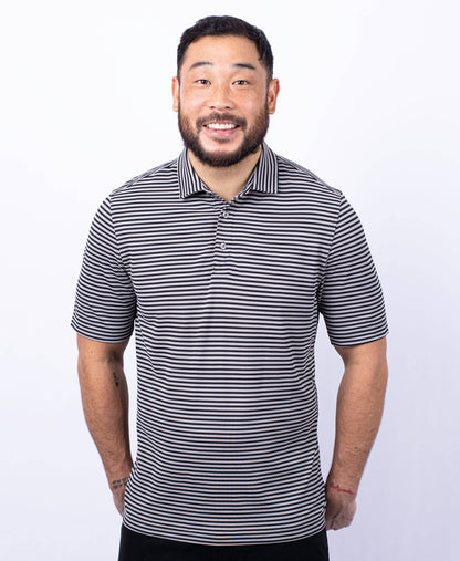 Cutter & Buck Virtue Eco Pique Stripe Recycled Mens Polo: College Purple