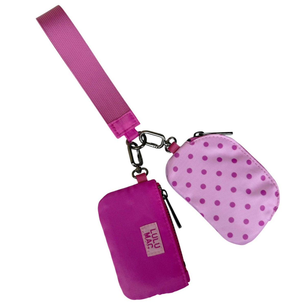 Lulu Mac Pink/Hot Pink Polka Dot Dual Wristlet