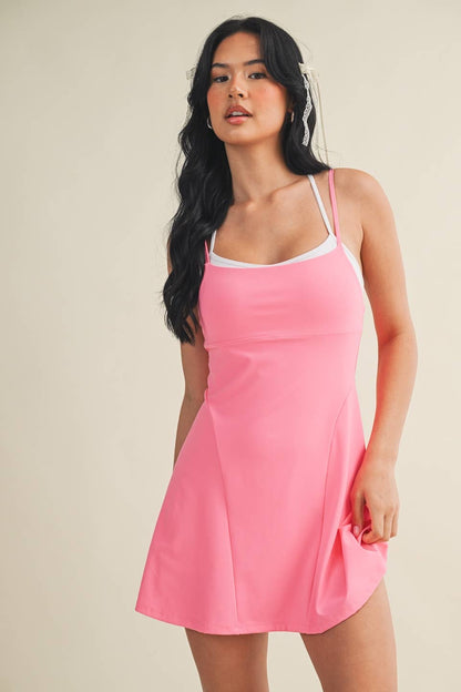 Double Layered Dress: Hot Pink / S