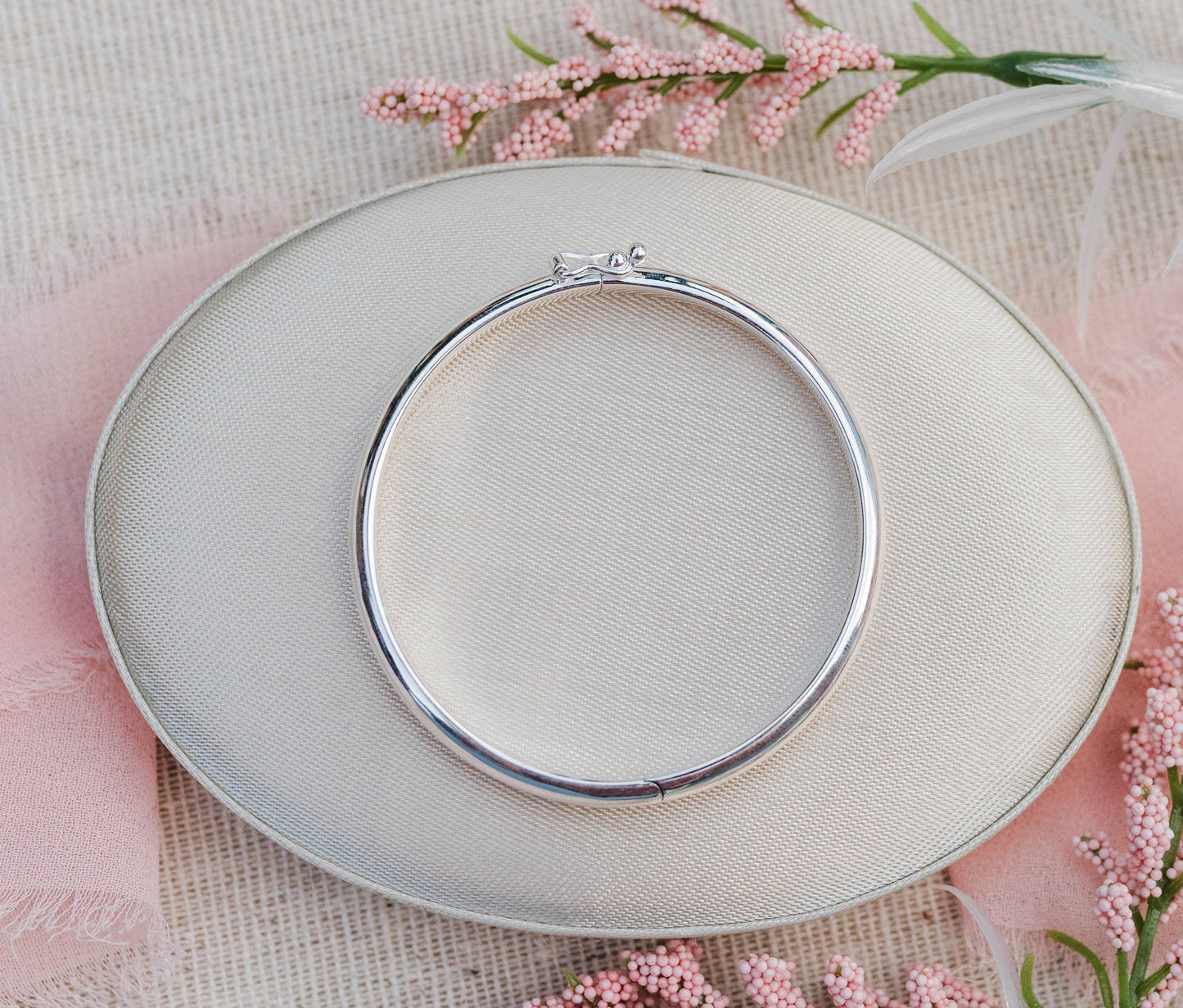 Classic Silver Bangle Bracelets for Babies, Kids or Women: Medium 1-5 Years