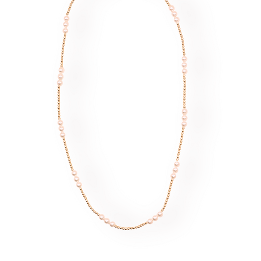 ILY Pearl Beaded Necklace: 16 inch / Stretch (No Clasp)