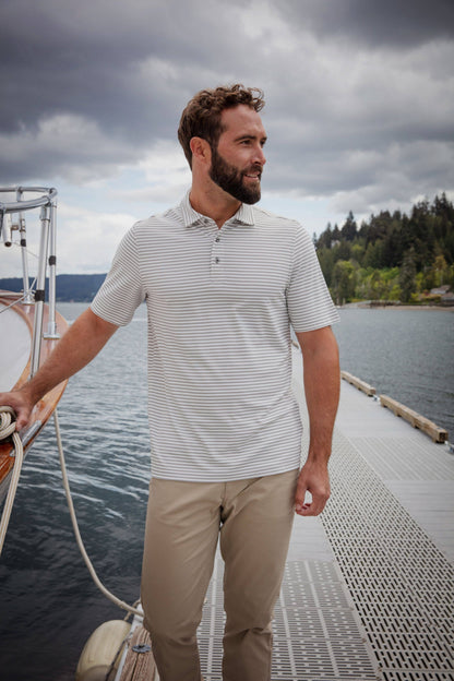 Cutter & Buck Virtue Eco Pique Stripe Recycled Mens Polo: College Purple