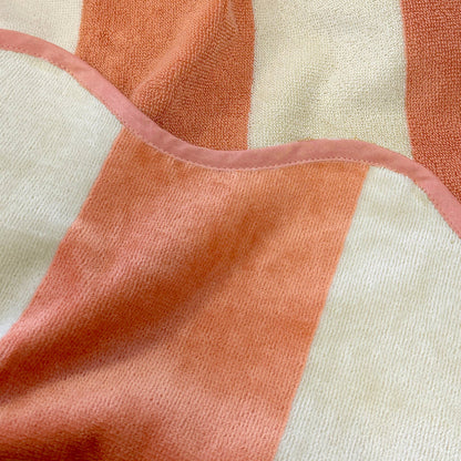 Large Scalloped Striped Beach Towel 90 x 170cm - 100% Cotton: Burnt Orange