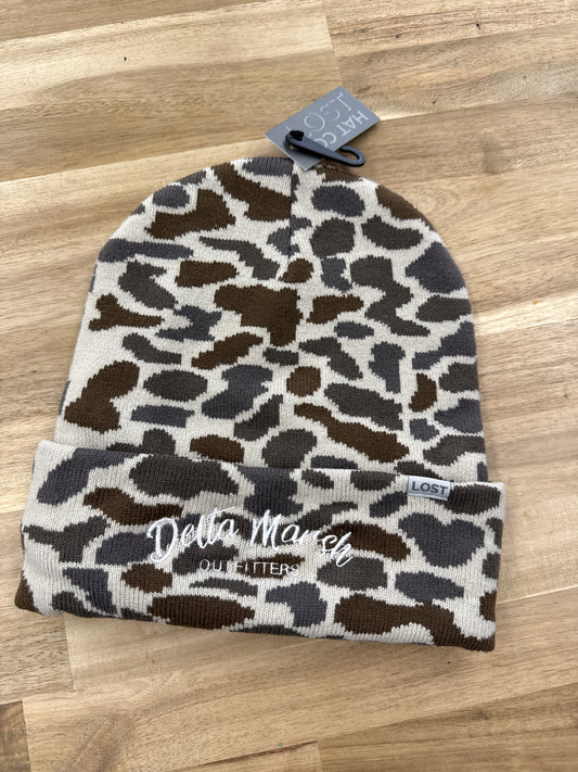 Delta Marsh Old School Camo Script Beanie - Slough