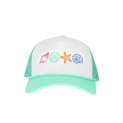 Shell Foam Embroidered Trucker Hat: Mint