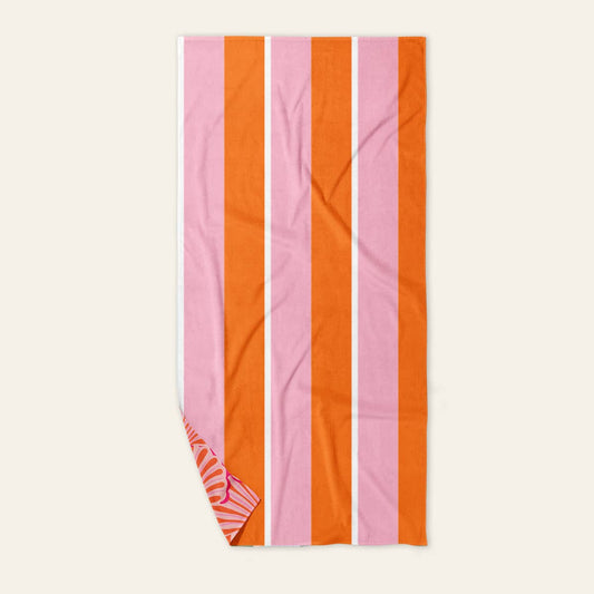 XL Quick-Dry Beach Towel–Sicily Stripes Pink
