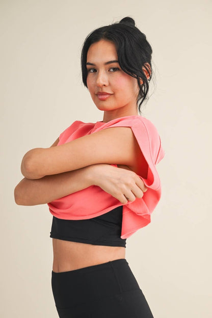 Mineral Wash Open Back Top: Coral