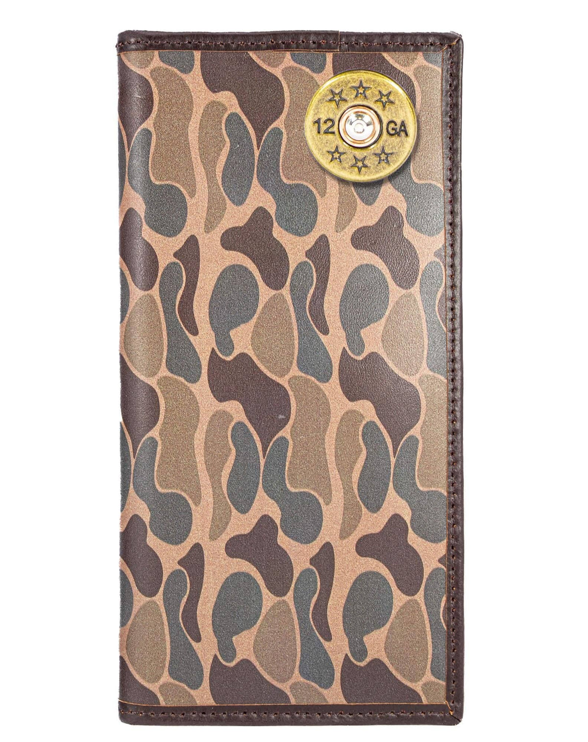 Shotshell Men's Secretary Old School Camo Leather Wallet.: Green/Gray Camo