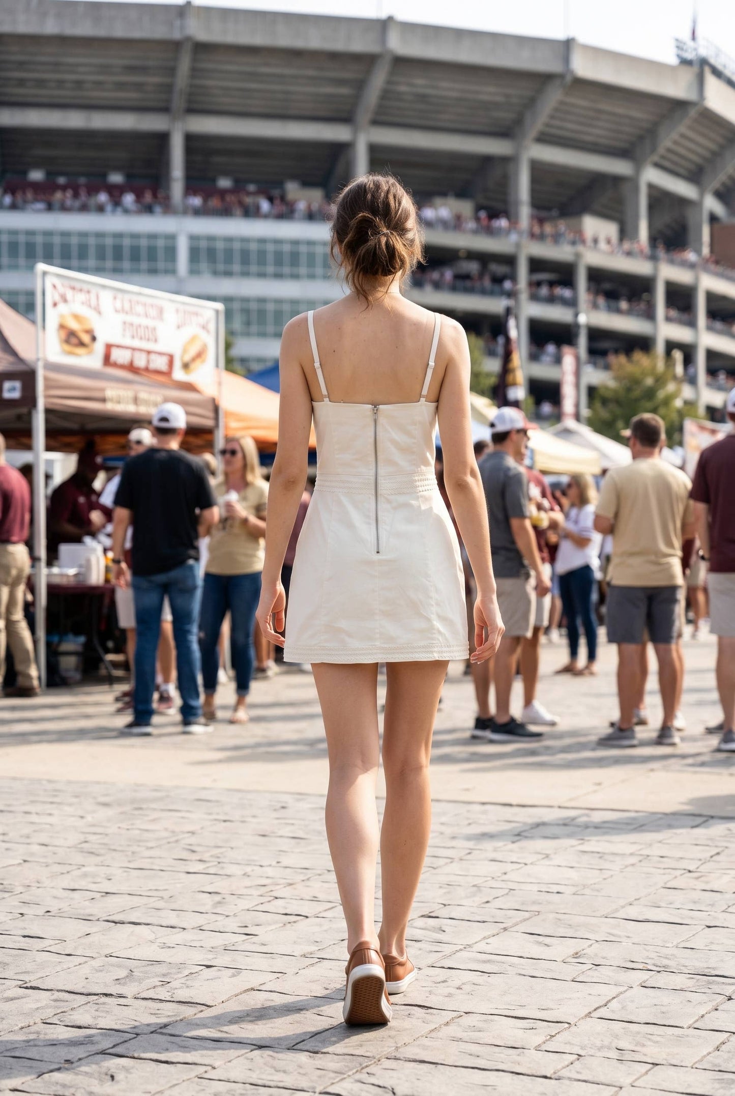 Exclusive Lace Trimmed Day-to-Night Mini Dress: RED/OFF WHITE