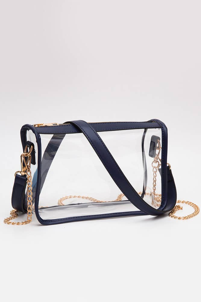 Game Day Stadium Clear Rectangle Crossbody Bags : White