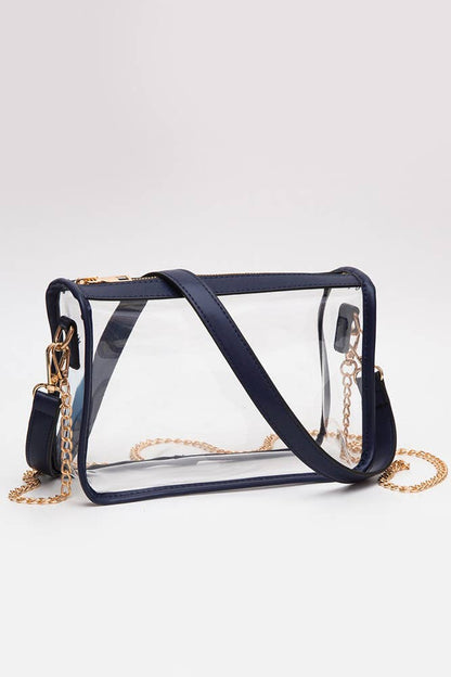 Game Day Stadium Clear Rectangle Crossbody Bags : White