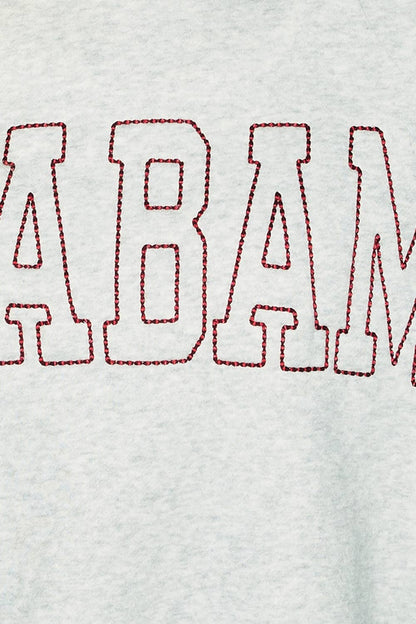 'ALABAMA'Embroidered Mock-Neck Sweatshirt: HEATHER GREY