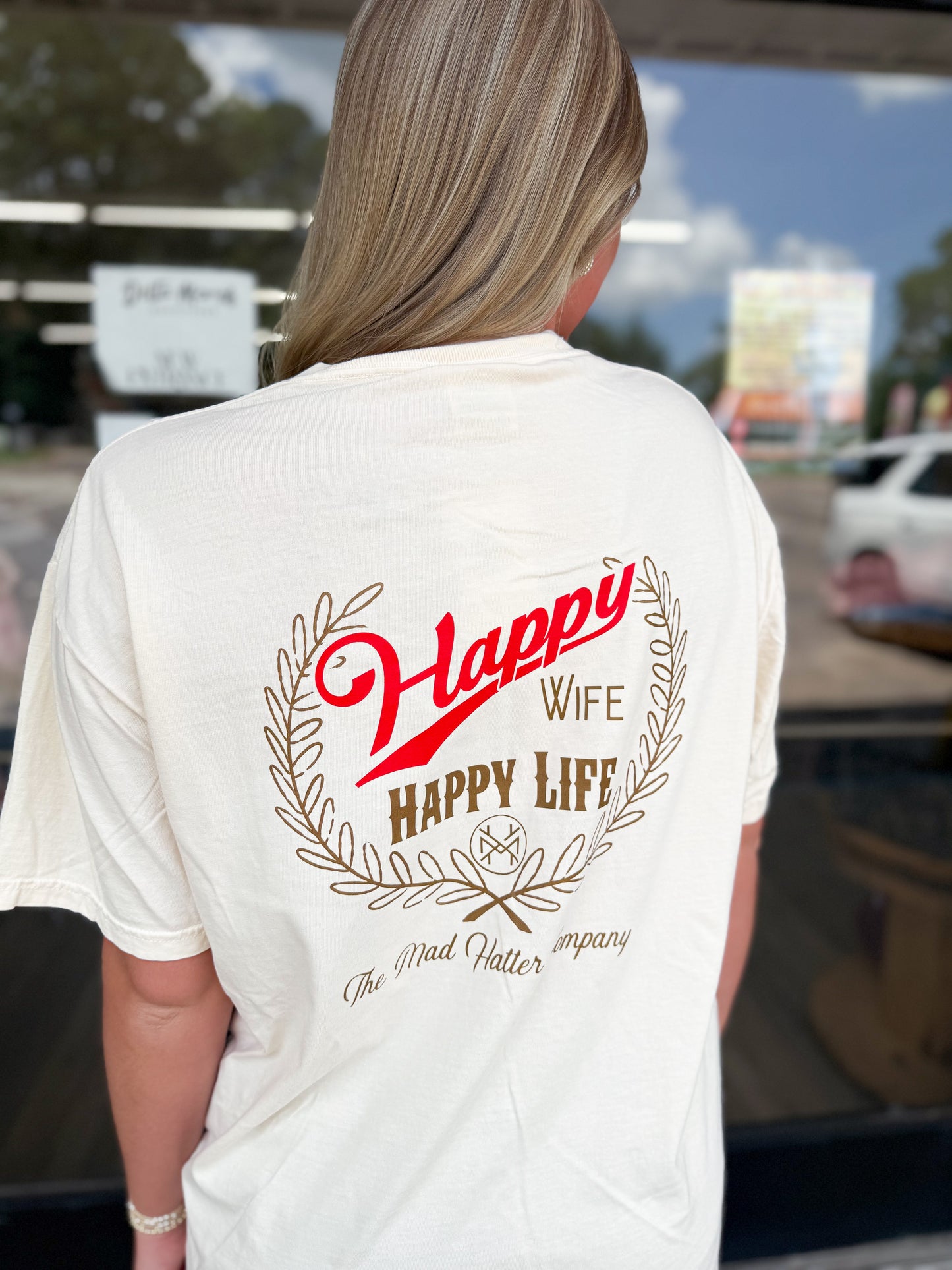 MHC Happy Wife Happy Life T-Shirt: Ivory (Comfort Colors)