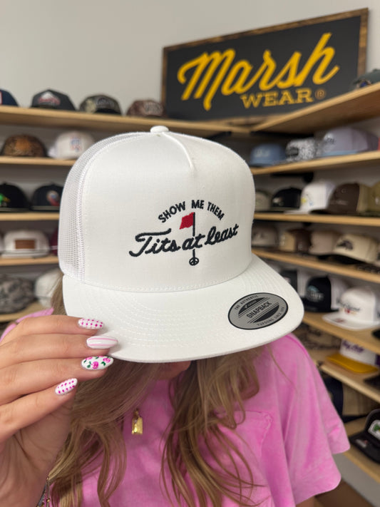 MHC Show Me Them Tits Atleast Trucker Hat: White 6006 Yupoong