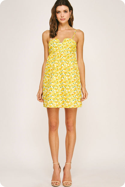 Top Stitch Bustier Floral Print Mini Dress: Peach Multi