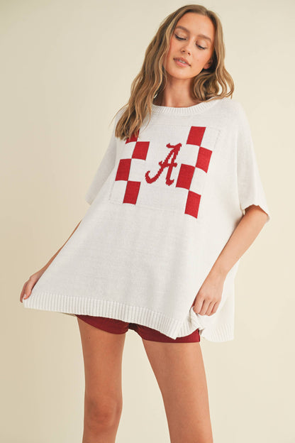 "A" SWEATER TOP: Maroon