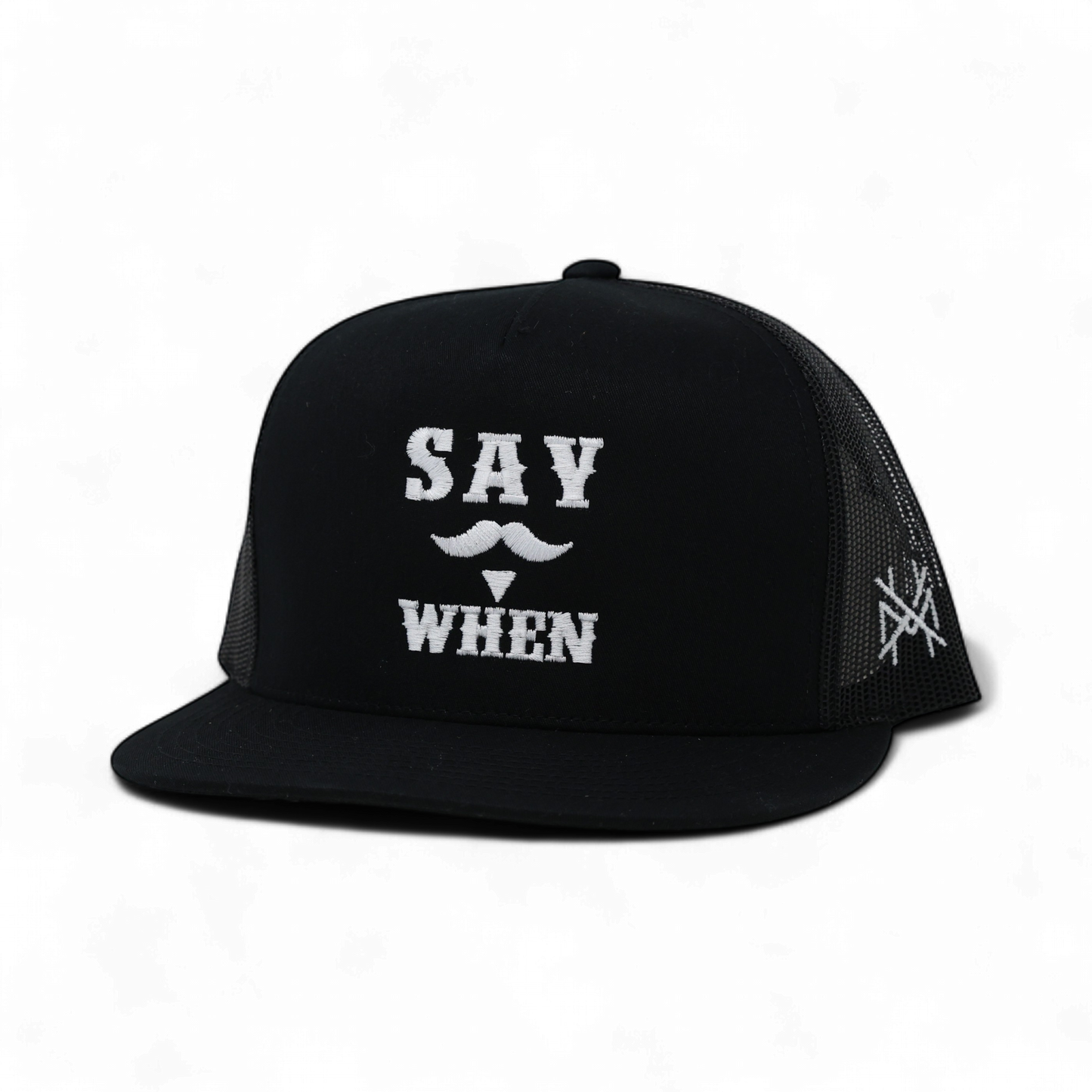 Say When Trucker Hat: 7 Panel Bottomland/Black