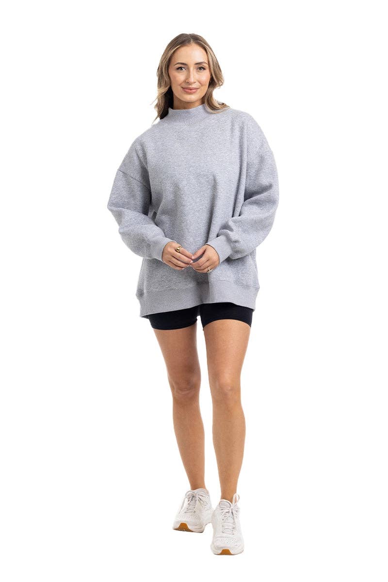 Heather Wholesale Essential Mockneck Crew: Gray
