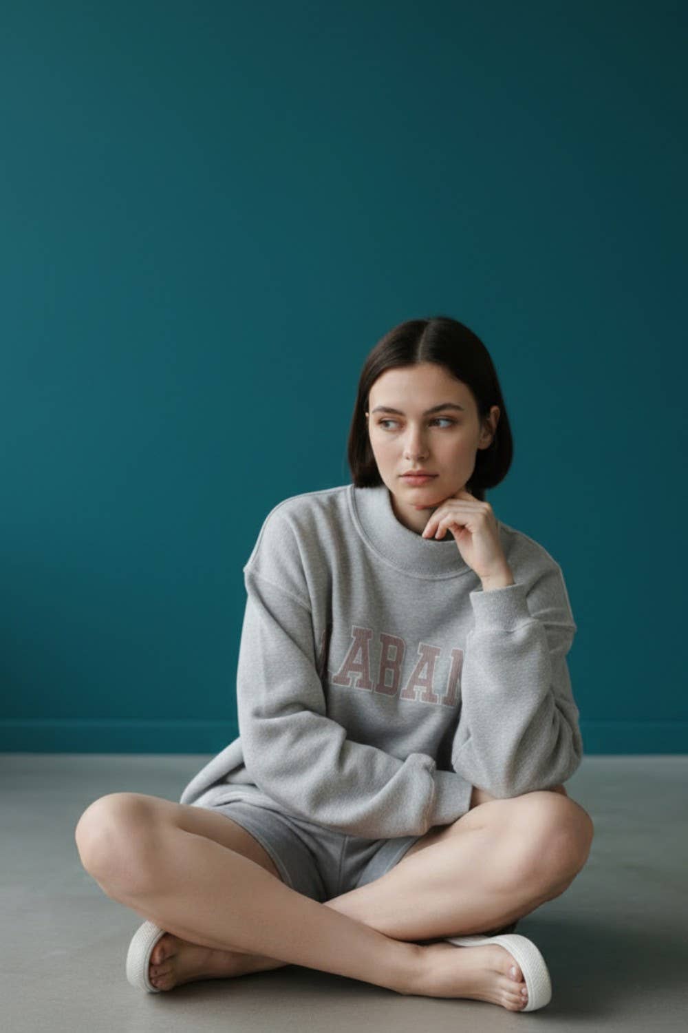 ALABAMA1 |  'ALABAMA' Embroidered Sweatshirt: HEATHER GREY/CRIMSON