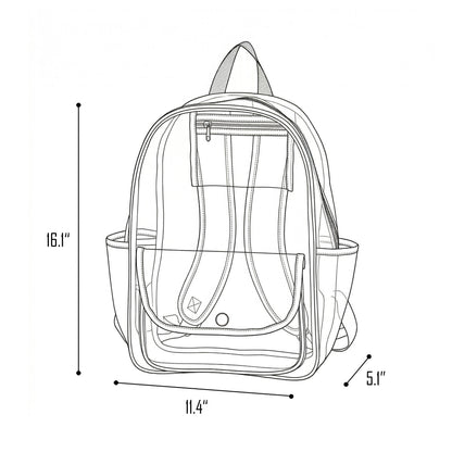 K223 | CLEAR BACKPACK - CLEAR FLAP: Silver (PU Leather)