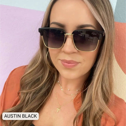 Austin - Unisex Polarized Square Sunglasses: Black