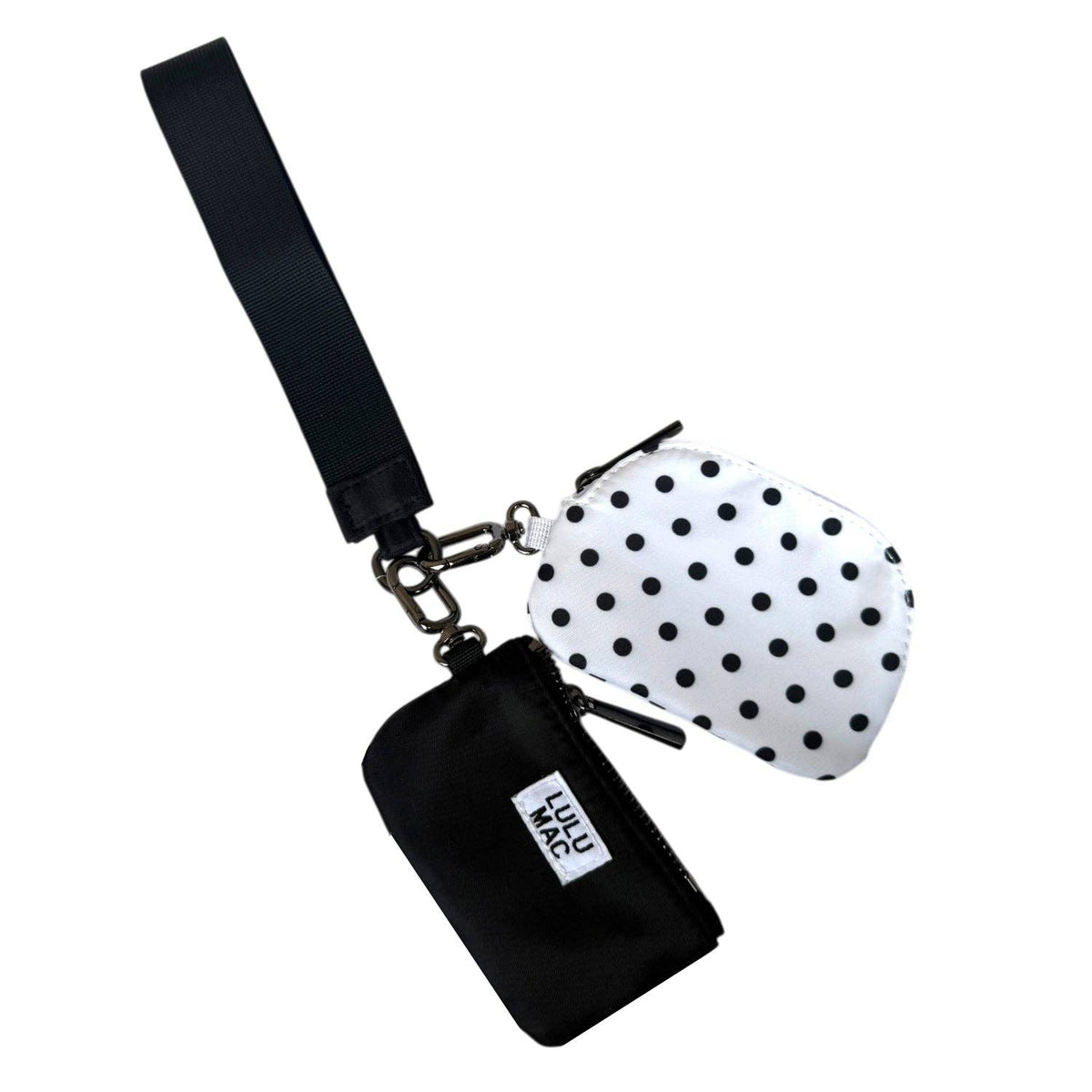 Lulu Mac White/Black Polka Dot Dual Wristlet