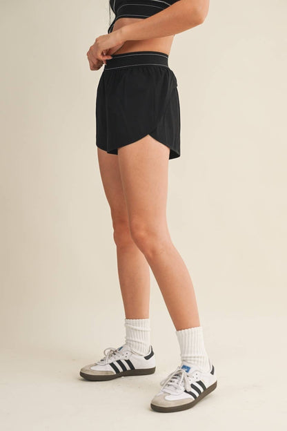Lightweight Shorts with Elastic Waistband: Black