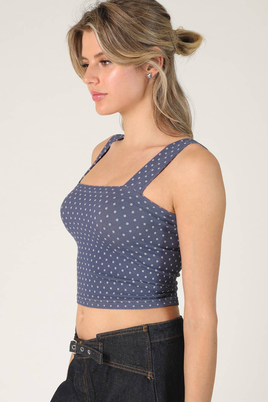 NS8532 - Polka Dot Square Crop Top: 2253 Pale Banana