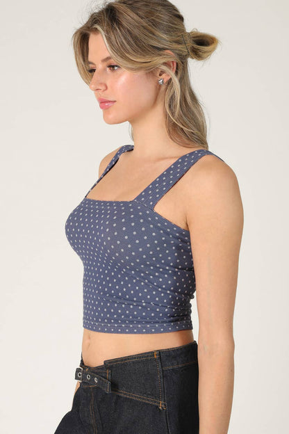 NS8532 - Polka Dot Square Crop Top: 2253 Pale Banana