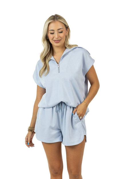 Light Blue Wholesale Scuba 2 Piece Set: Light Blue