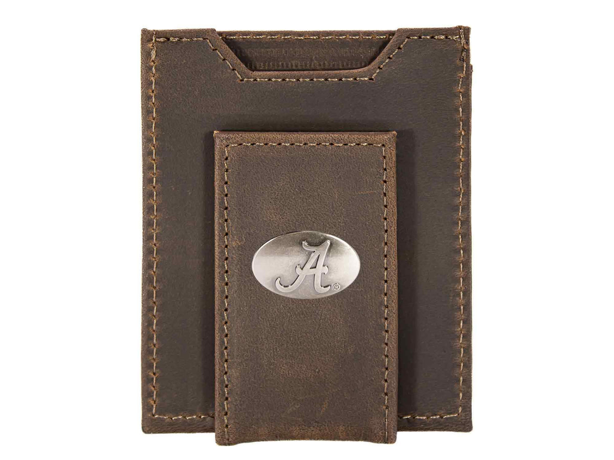 Alabama Crimson Tide  Magnetic Front Pocket Leather Wallet.: UGA Crazyhorse