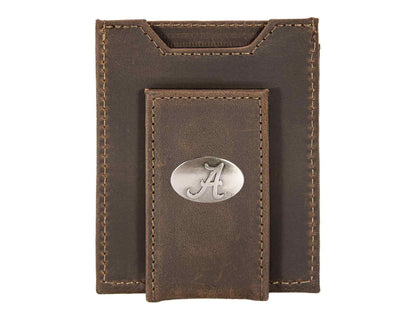 Alabama Crimson Tide  Magnetic Front Pocket Leather Wallet.: UGA Crazyhorse