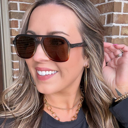 Cruz - Unisex Aviator Sunglasses – Polarized Hair-Friendly: Tortoise