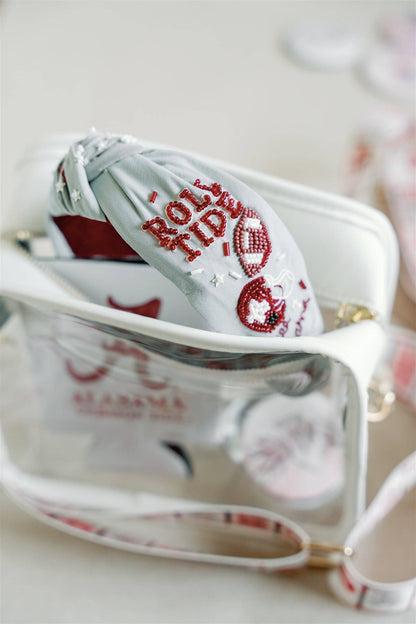 The University of Alabama Beaded Headband (light grey)