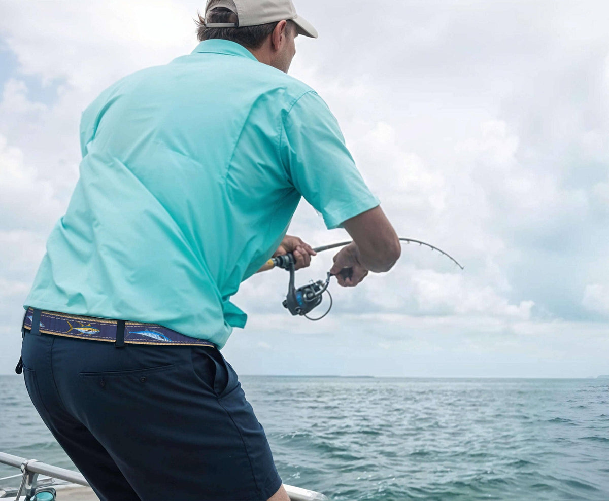 Offshore Slam Men's Woven Ribbon Belt: Buff