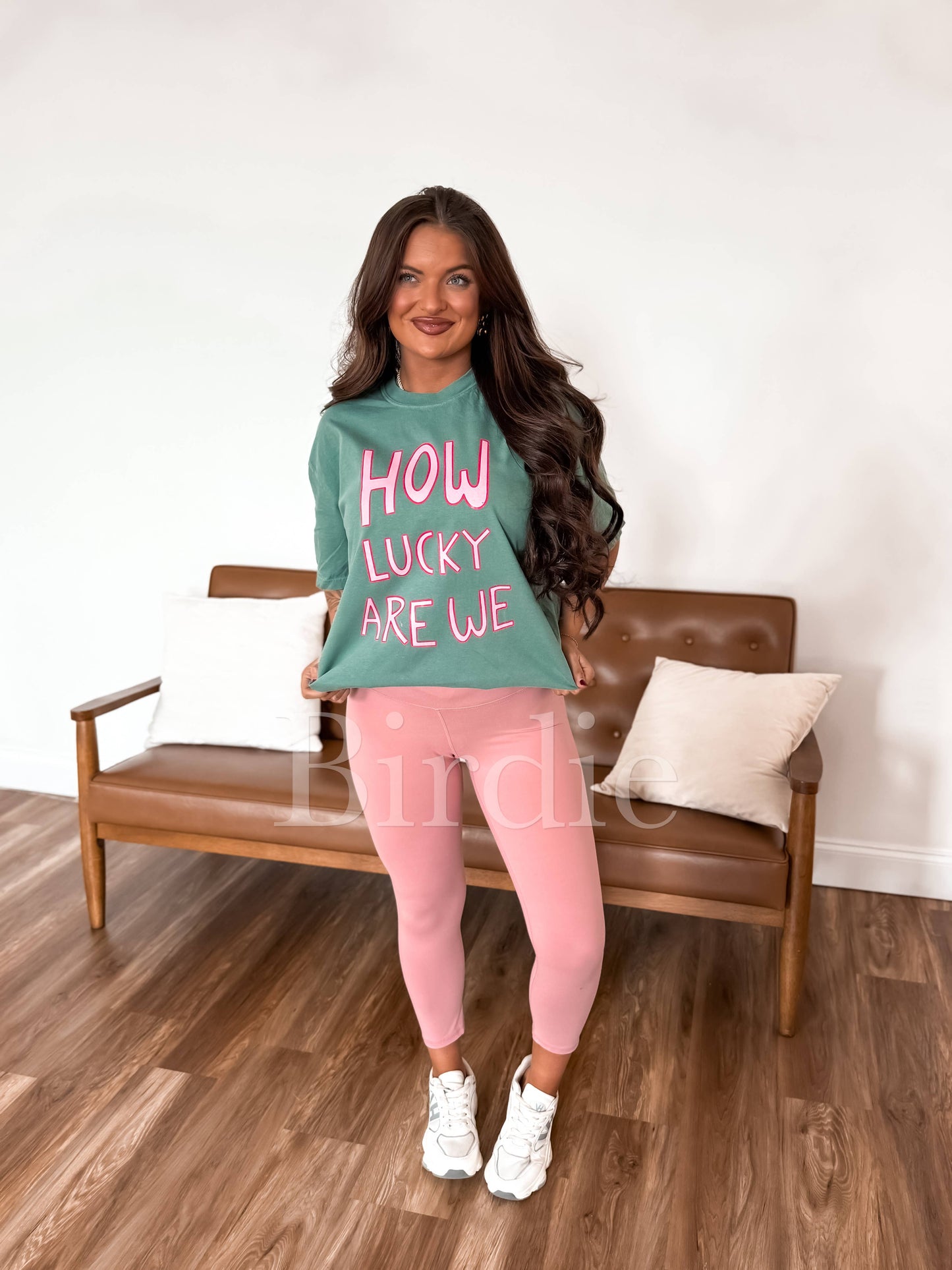 How Lucky Are We Light Green Graphic Tee