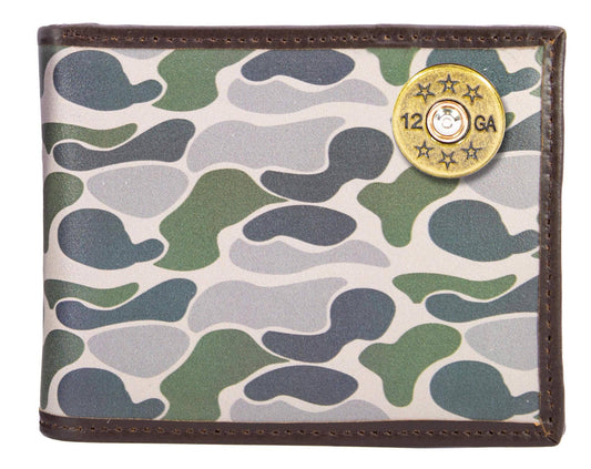 Shot Men's Bifold Old School Camo Leather Wallet.: Brown/Tan Camo