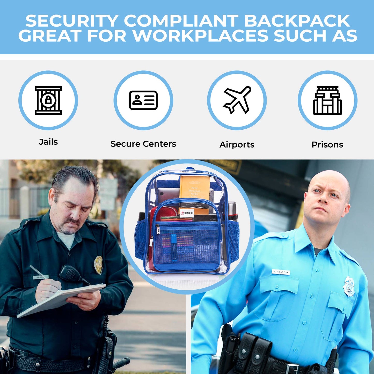 Clear Backpack For School XL | Top YKK® Zip | Blue Rhino: Blue Rhino