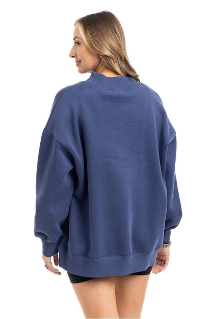 Navy Essential Wholesale Mockneck Sweatshirt: Navy